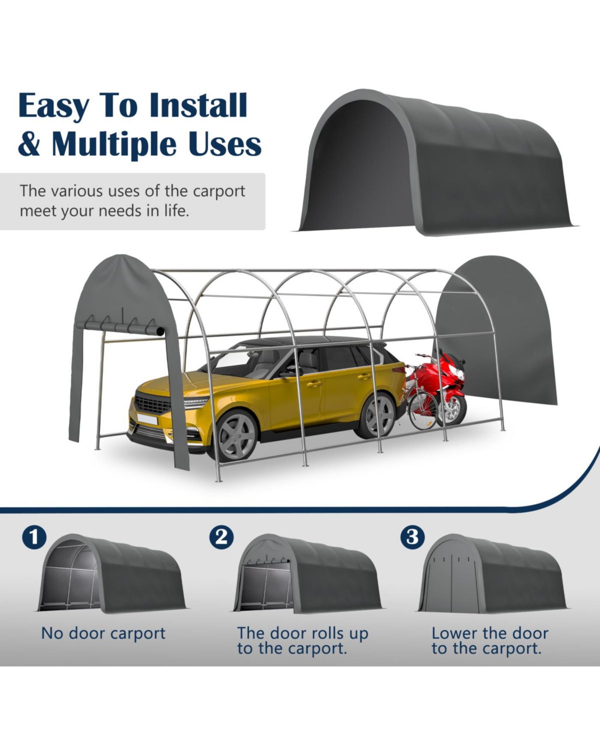 Streamdale Furniture Anti-Snow 10x20 Ft Carport, Commercial Grade Heavy Duty Portable Garage Canopy