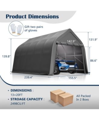 Portable Instant Garage 13x20 FT, Enclosed Carport with Cover & Steel Frame, Roll-Up Door