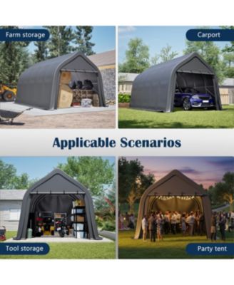 Portable Instant Garage 13x20 FT, Enclosed Carport with Cover & Steel Frame, Roll-Up Door