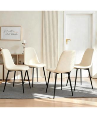 Modern Knit Fabric Dining Chairs with Iron Legs