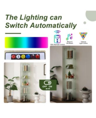  Premium 5-Tier Diamond Glass Display Case with 5 LED Modes