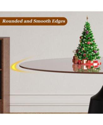 35" Round Mid-Century Modern Pedestal Dining Table with Black Glass Top