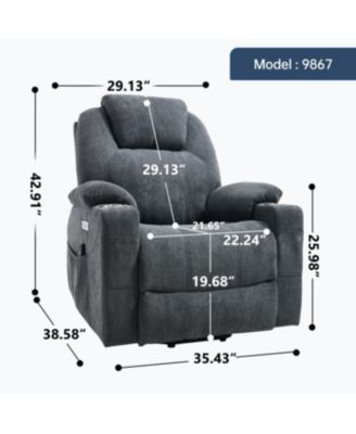 Power Lift Recliner Chair, 350 LBS Capacity, 8-Point Massage, Heating, USB/Type-C, Grey
