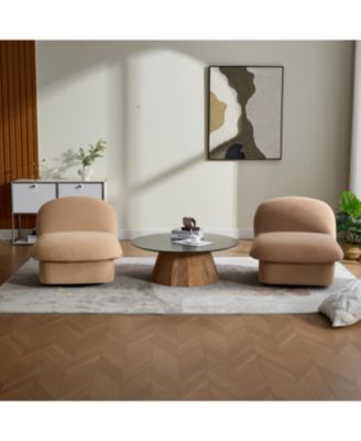 Swivel Chair, Velvet Upholstery, Pumpkin-Shaped, 360-Degree Base