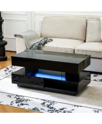  Lift Top Coffee Table with Hidden Storage & LED Lights