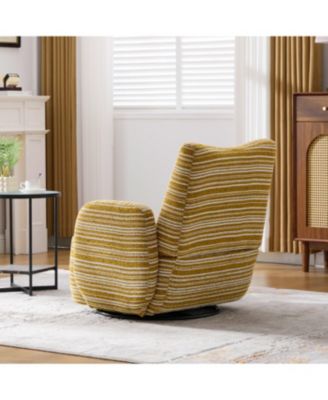 Modern 360 Swivel Leisure Chair with Striped Armrest