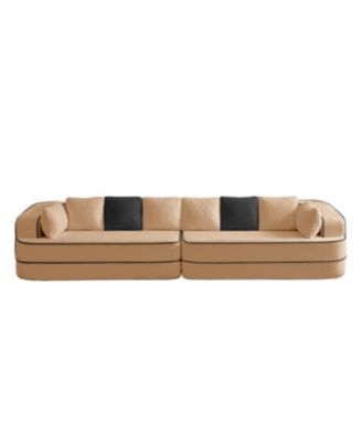 Streamdale Teddy Fabric 4-Seat Boneless Sofa, Camel