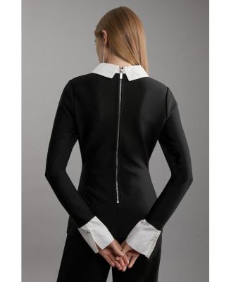 Women's Bandage Embellished Collar Knit Top