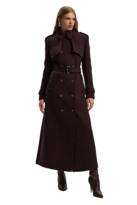 Женские куртки Karen Millen Wool Mix Belted Trench Maxi Coat.