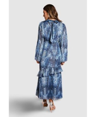 Women's Flare Sleeve Animal Print Midi Dress