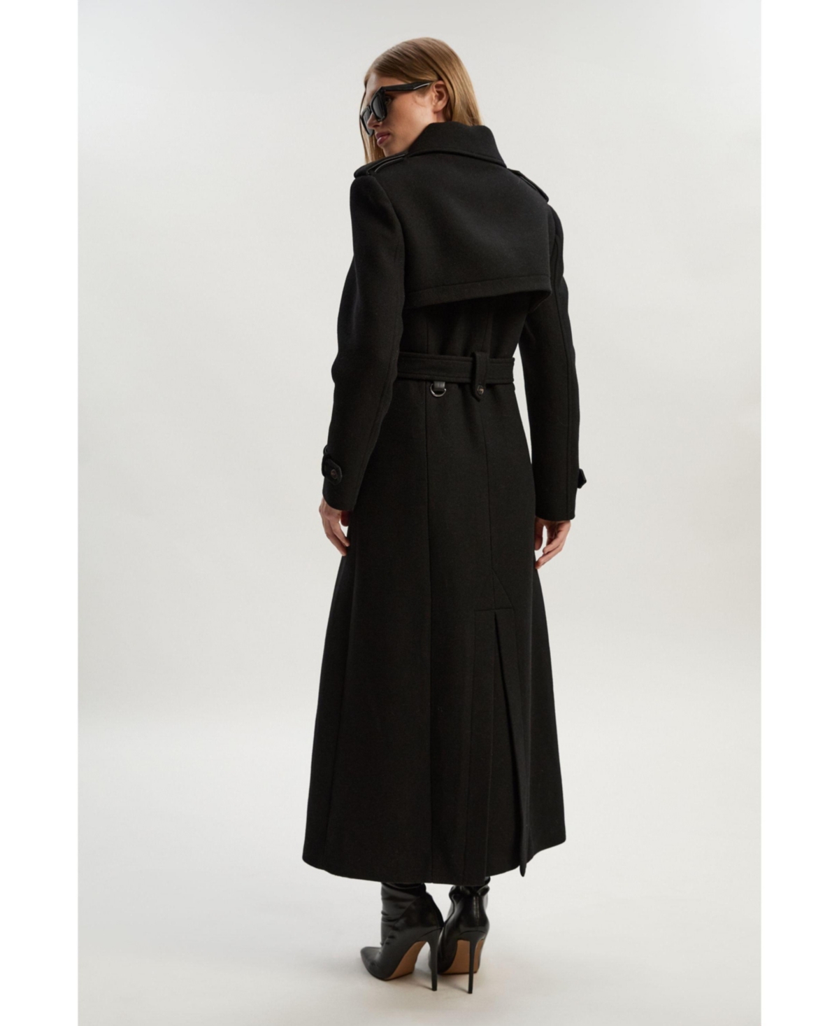 Karen Millen Women's Wool Mix Belted Trench Maxi Coat