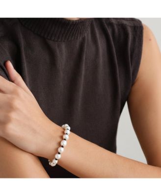 18K Gold Plated Freshwater Pearl with Black Japanese Beads - Victoria Bracelet 9" For Women and Girls