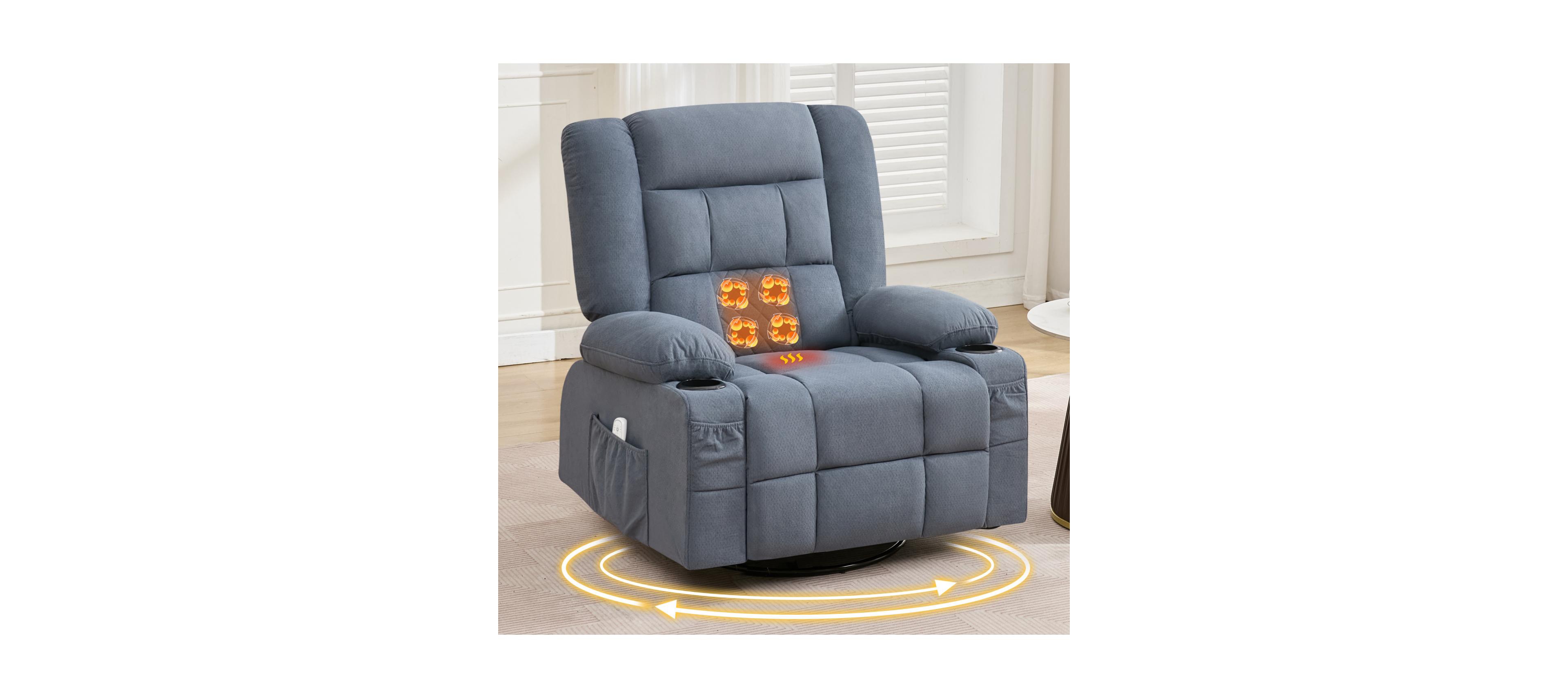 Streamdale Furniture Streamdale Kneading Massage Rocker Recliner Chair with Heat, Cup Holders & Usb Port
