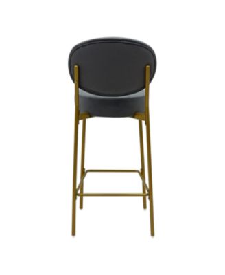 Streamdale Set of 2 Gray Velvet Upholstered Bar Stools with Backrest & Footrest