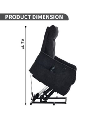  Black Chenille Power Lift Recliner Chair with Massage & Heat for Elderly