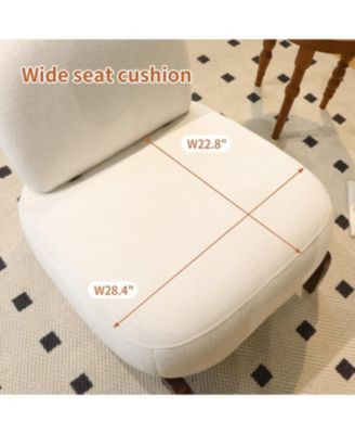 Streamdale Cute Velvet Accent Chair with Solid Wood Legs (White