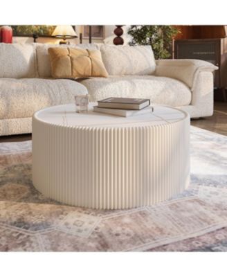 Streamdale Light Slate Leather Cylinder Coffee Table