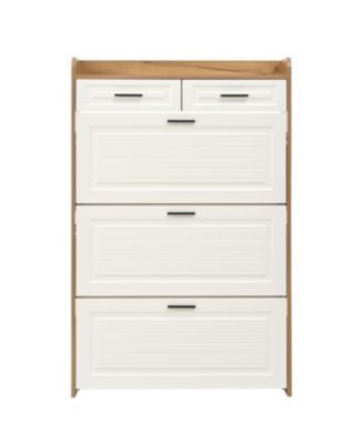 Two Drawers, Three-Fold Doors, Large Storage Shoe Cabinet