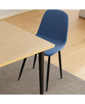 63-inch Farmhouse Industrial Dining Table Set with 4 Blue Chairs