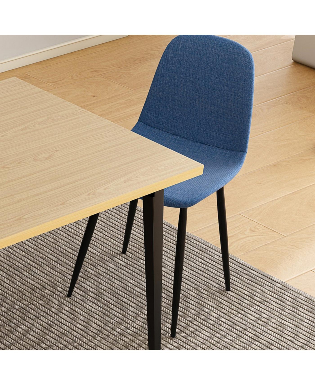 Streamdale Furniture 63-inch Farmhouse Industrial Dining Table Set with 4 Blue Chairs