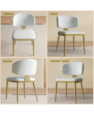 Streamdale Dining Chairs Set of 2, Modern PU Leather Metal Dining Chairs - White