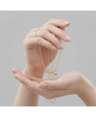 14k Gold Plated Sterling Silver with Cubic Zirconia & Faux Pearl Fern Leaf Pendant Necklace