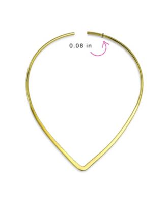 Slender V Shape Choker Necklace Yellow Gold Plated Modern Style