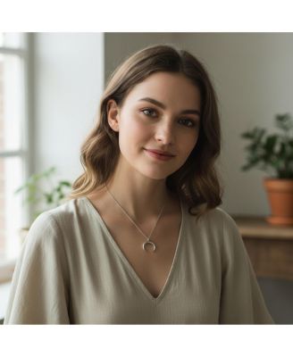 Celestial Trendy Horn Half Moon Necklace Sterling Silver Necklaces Crescent Moon Station Necklace Double Horns Pendant