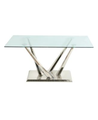 Streamdale Modern glass dining table & 6 gray chairs set