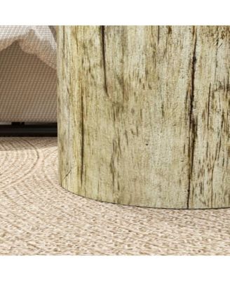 Tree Stump Stool, Concrete Side Table with Wood Grain Finish