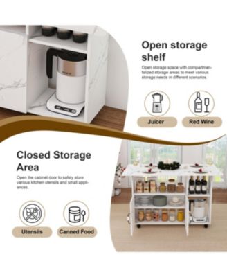  Multi-Functional Folding Table with Storage Shelves and Wheels