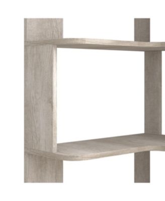 Streamdale 6 Tier L-Shaped Corner Bookshelf with Anti-Drop Panel & Tipping Device, Light Gray