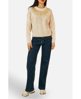 Women's Relaxed Knitted Sequin Sweater