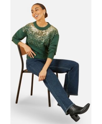 Women's Relaxed Knitted Sequin Sweater