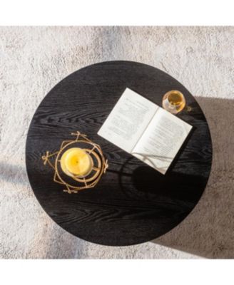 Round Lift-Top Coffee Table, Handcrafted Wooden Tea Table
