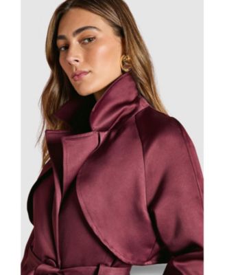 Women's Satin Occasion Belted Trench Coat