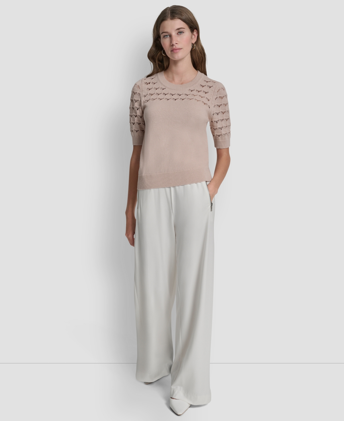 Dkny Women's Short-Sleeve Ribbed Hem Sweater