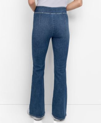 Petite High-Rise Flared-Leg Pull-On Jeans
