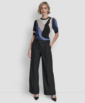 Women's Belted Front Seam Twill Pants