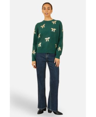 Women's Sequin Applique Bow Sweater