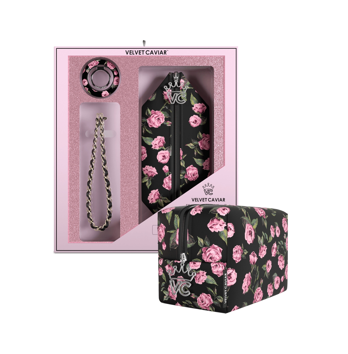 Velvet Caviar Gift Set with Charm, Grip Ring, Travel Bag