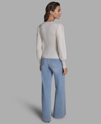 Women's Crewneck Long Balloon-Sleeve Sweater