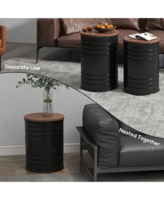 Nesting Storage Ottomans Set of 2 with Lids, Hidden Space