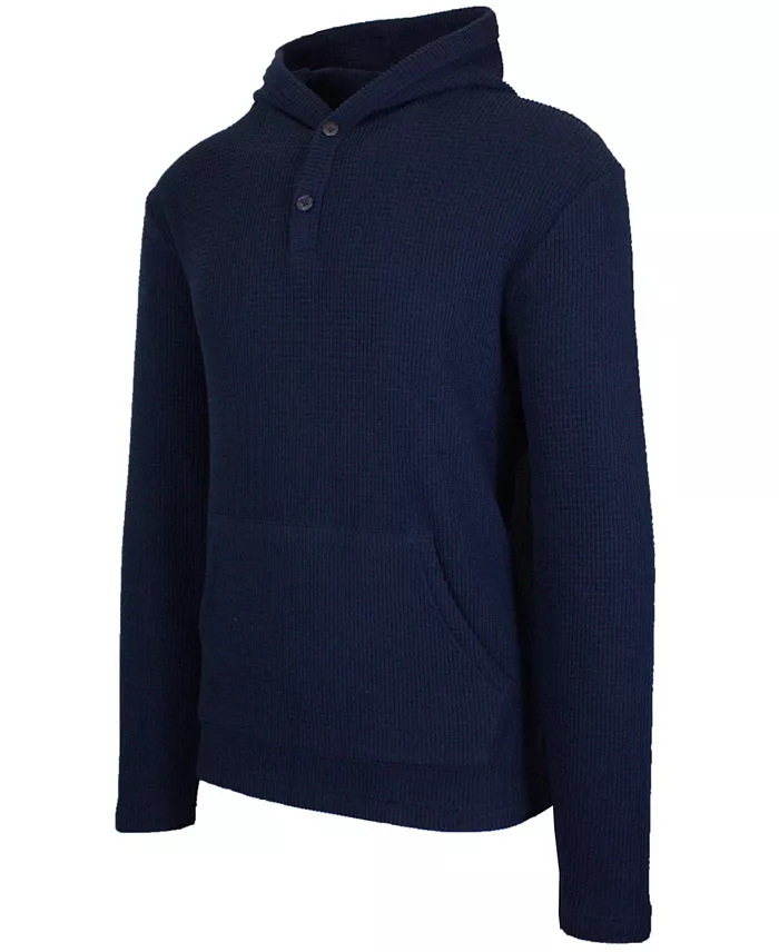 Men's Regular-Fit Waffle Knit Thermal Henley Hoodie - thumbnail 4