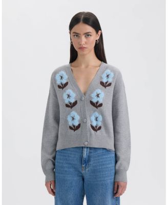 Women's V-Neck Jacquard Cardigan