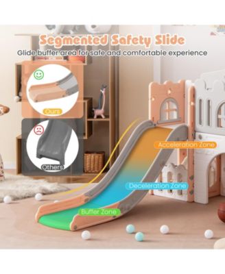 All-in-One Toddler Slide Playground with Tunnel, Ladder, and Basketball Hoop