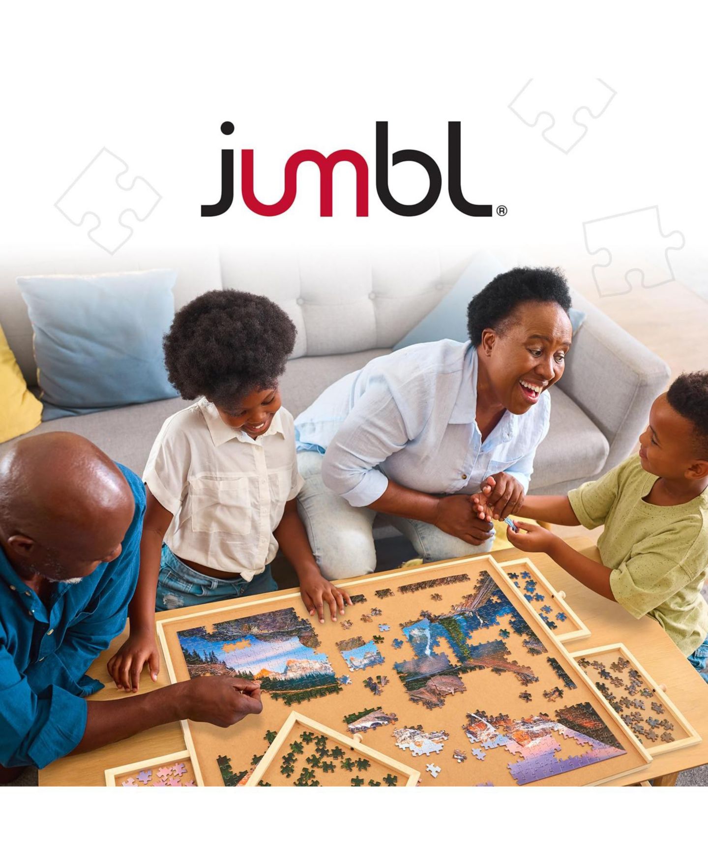 Детская игрушка Jumbl 1000-Piece Rotating Puzzle Board with Drawers, Ages 14+, цвет: Натуральный — фото 9