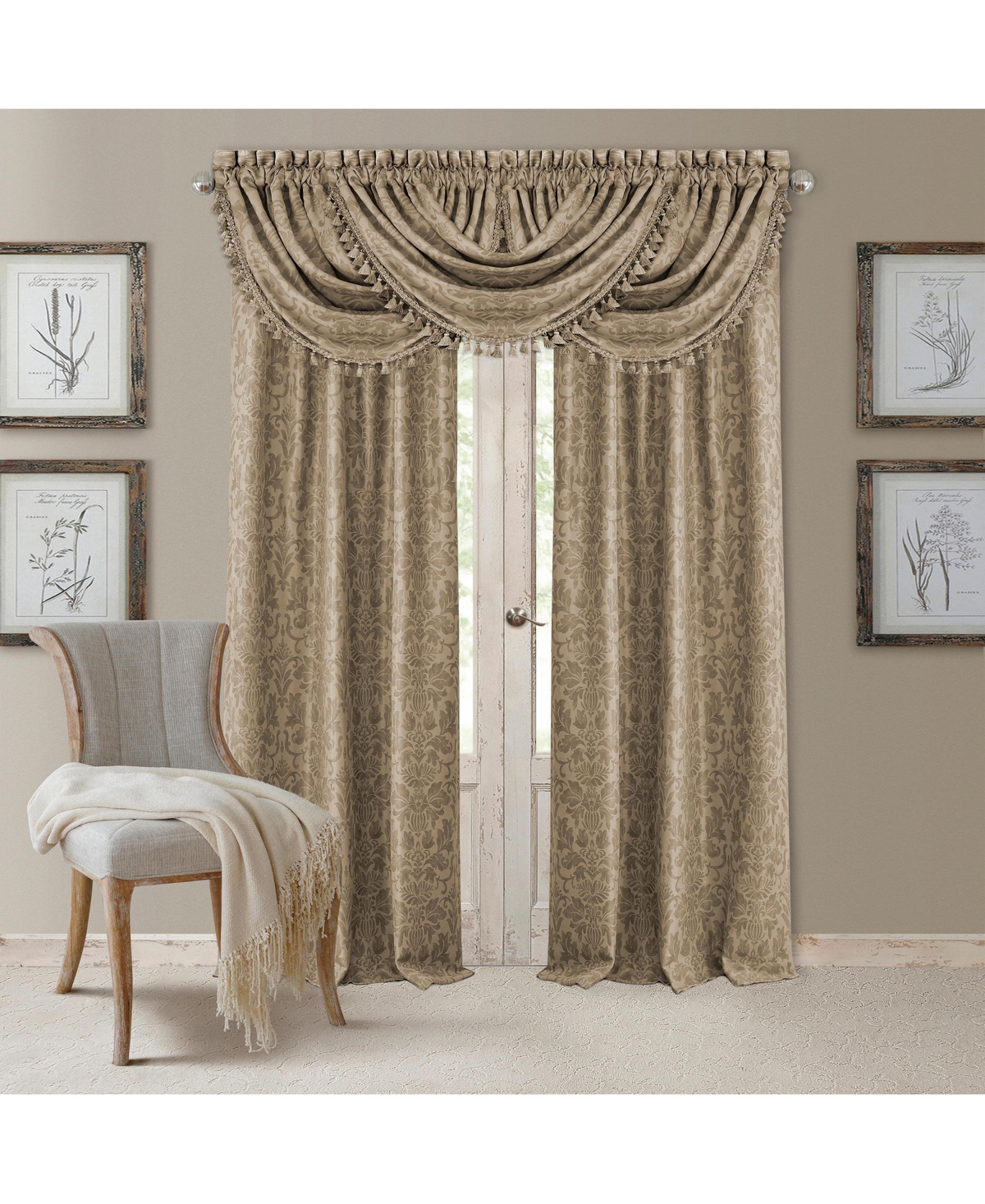 Elrene Home Fashions Antonia Damask Print Blackout Window Curtain