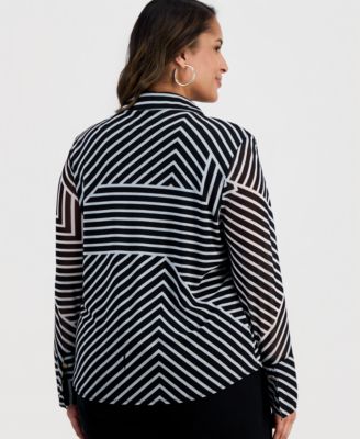 Plus Size Johnny-Collar Top