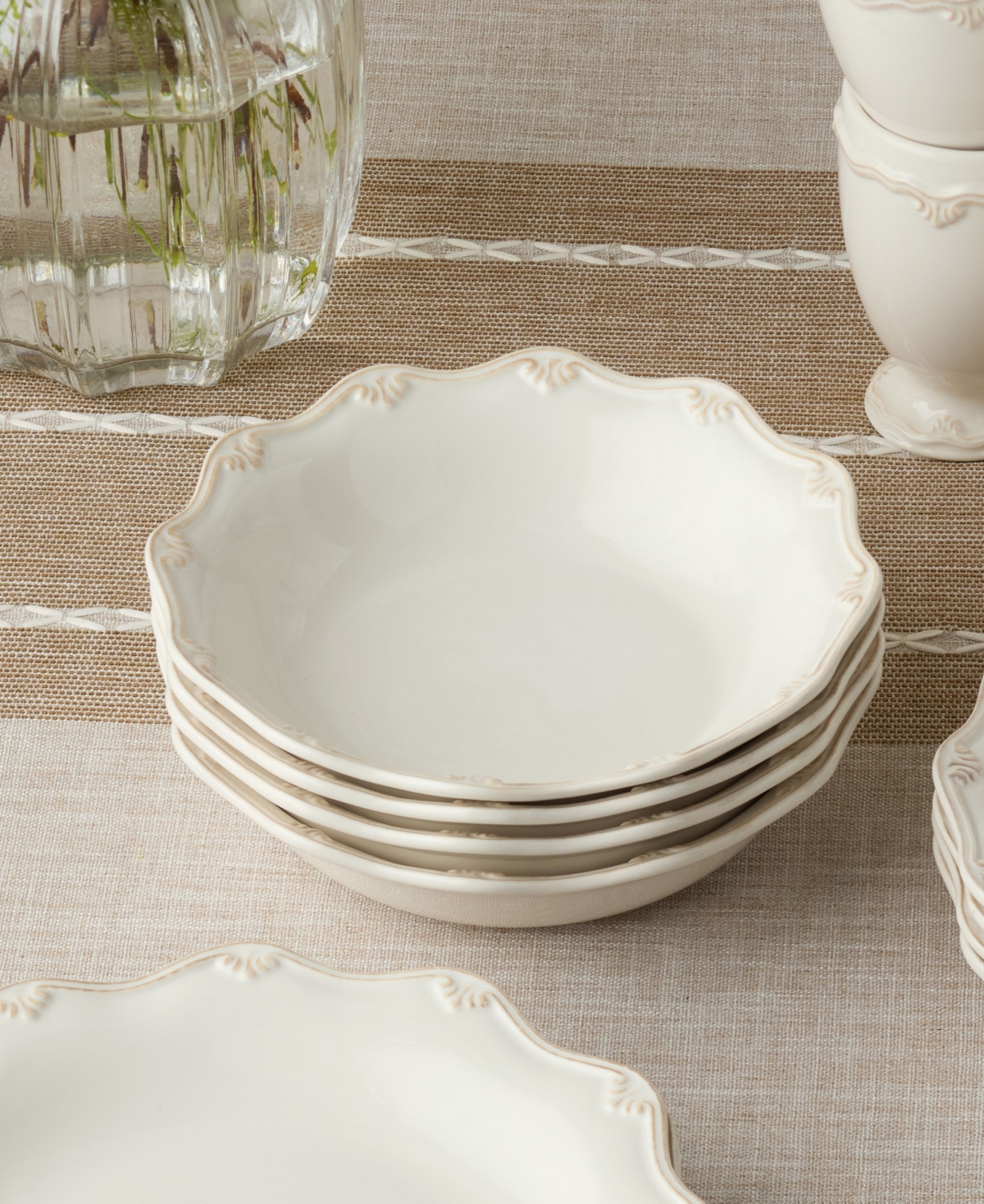 Certified International Heritage Scroll Soup Bowls, Set of 4, Service For 4